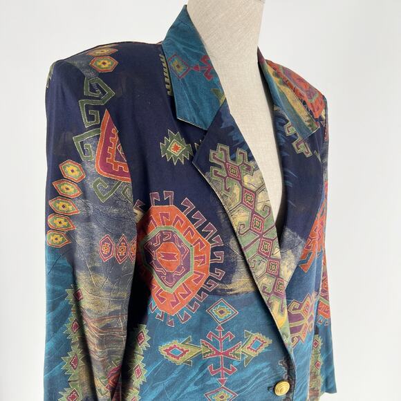 90s Aztec print blazer 1990s vintage - Picture 4 of 7